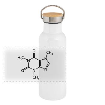 Kaffee chemische Formel Espresso Chemie Mokka Latt - Panorama Thermosflasche mit Bambusdeckel - Weiß - Vorne