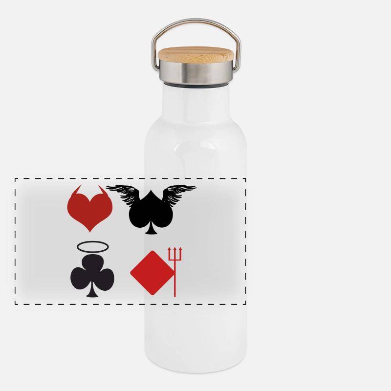Poker Blackjack Ass Devil Devil Casino Angel Card Panoramic Thermal Bottle with Bamboo Lid