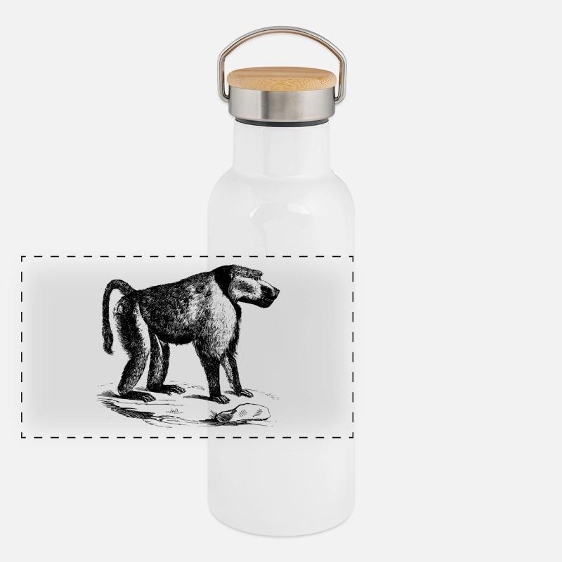 singe babouin gorille de chimpanzé orangutan220 Gourde isotherme avec bouchon en bambou