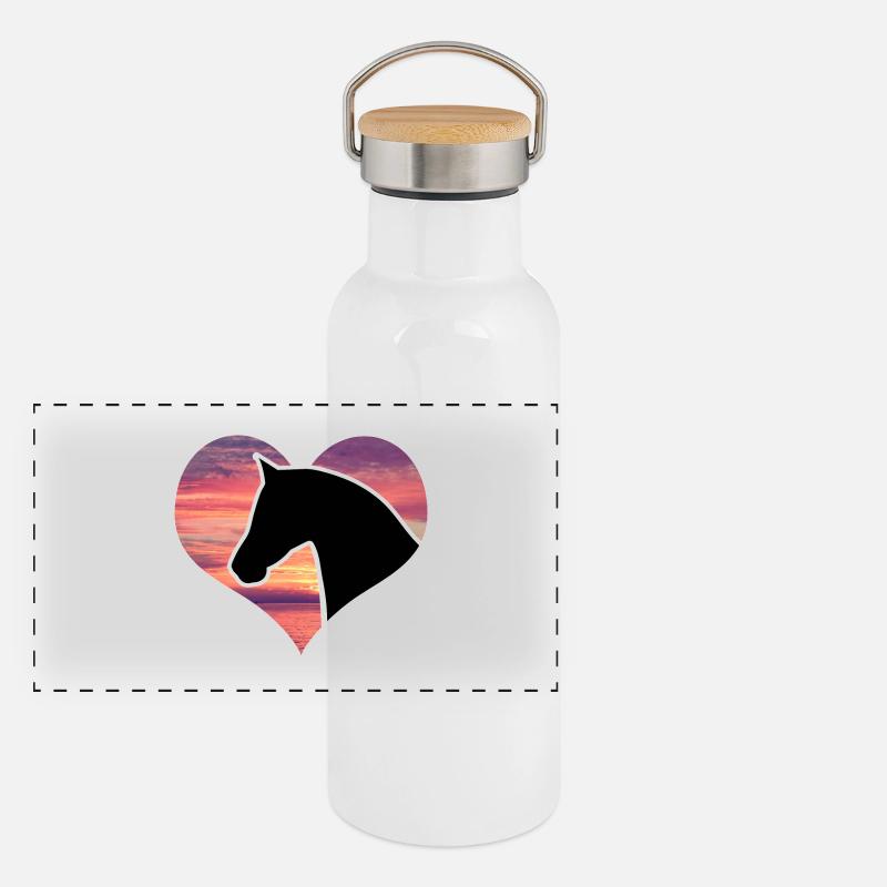 Cheval à coeur Gourde isotherme avec bouchon en bambou