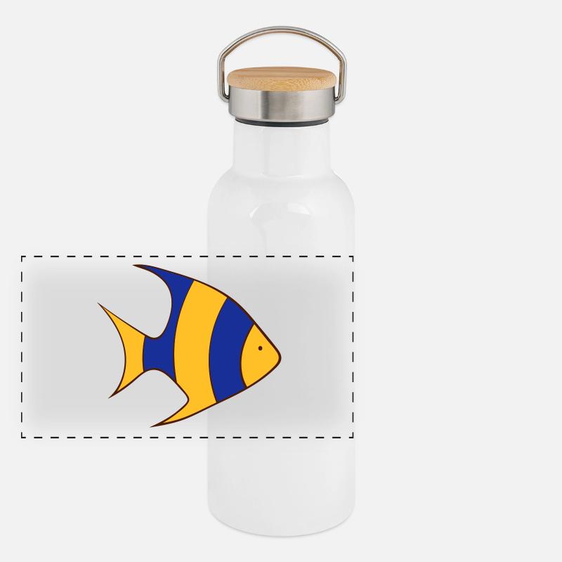 Fisch Panorama Thermosflasche mit Bambusdeckel