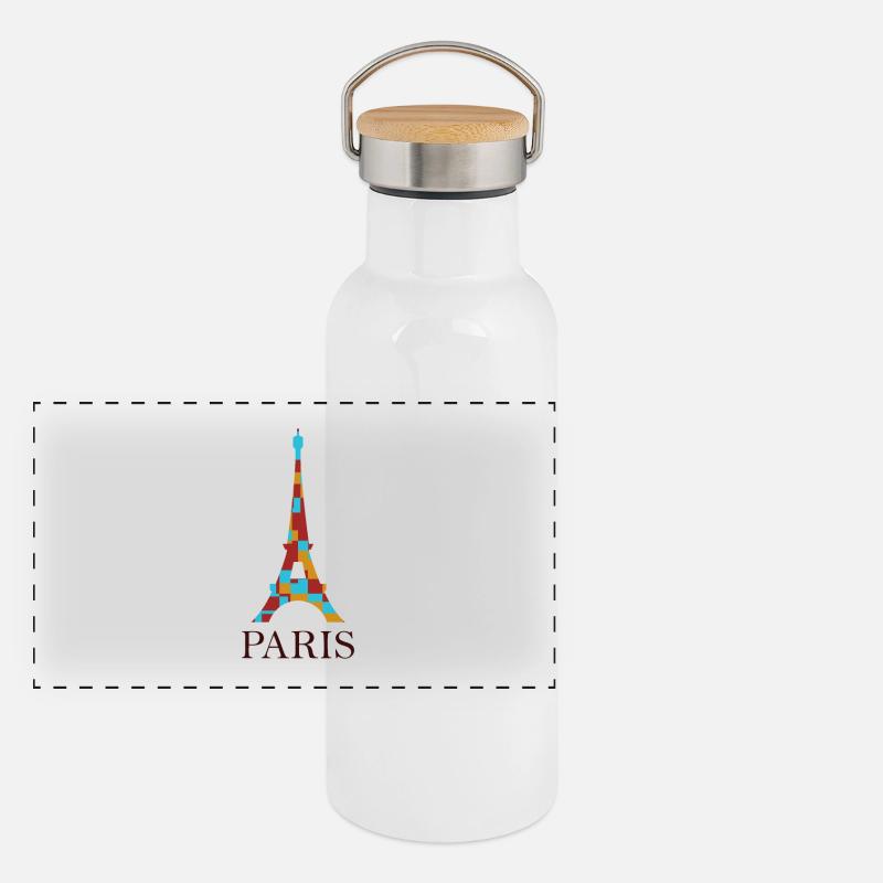 Eiffelturm Panorama Thermosflasche mit Bambusdeckel