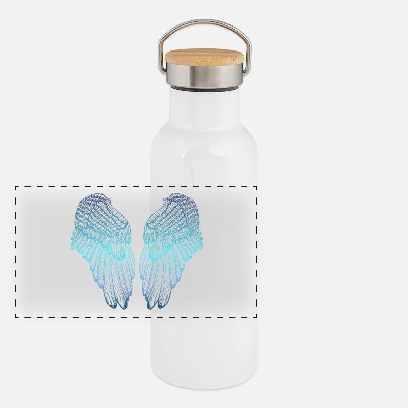 Ailes d'ange aux tons bleues Gourde isotherme avec bouchon en bambou