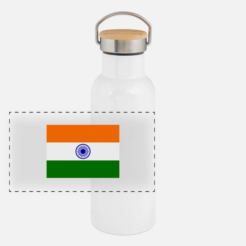 india flag Panoramic Thermal Bottle with Bamboo Lid
