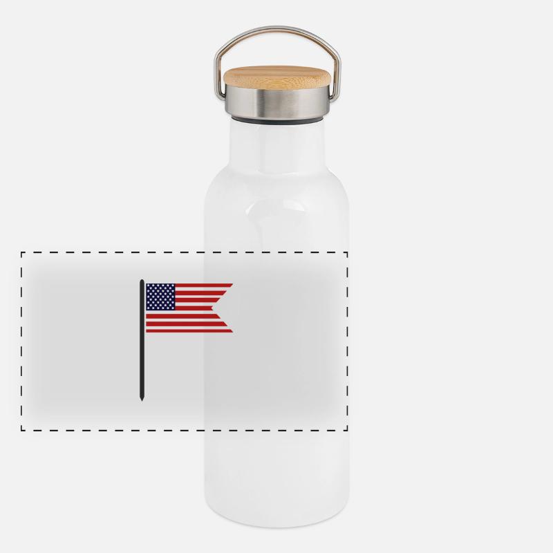 United States flag Panorama Thermosflasche mit Bambusdeckel