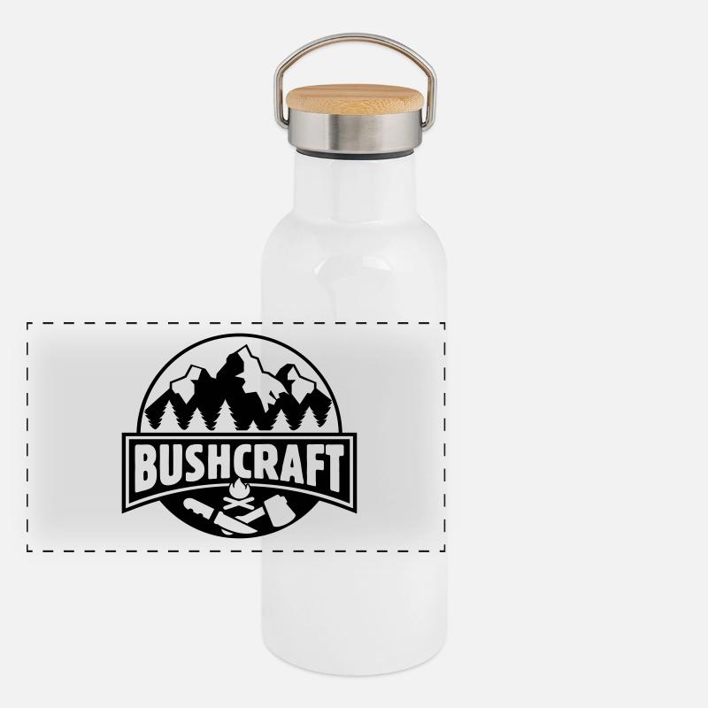 Bushcraft -Lebe das Abenteuer Geschenk Bushcrafter Panorama Thermosflasche mit Bambusdeckel