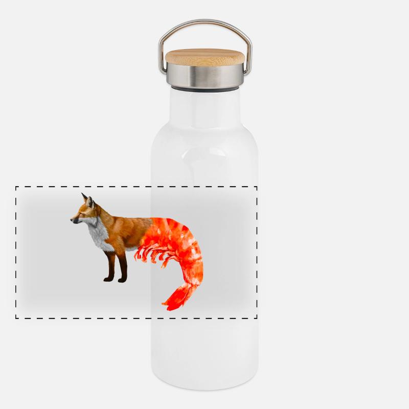 Fuchs-Shrimp-Mischung Panorama Thermosflasche mit Bambusdeckel