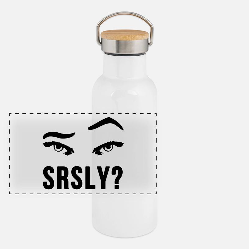 Ernsthaft Seriously skeptisch Augenbrauen Geschenk Panorama Thermosflasche mit Bambusdeckel