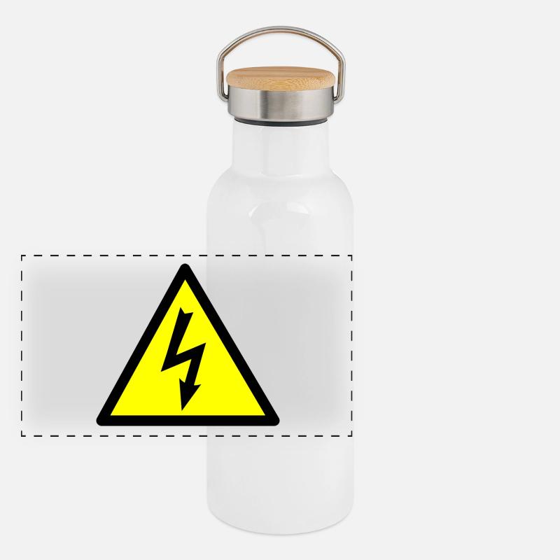 Hochspannung Blitz Panorama Thermosflasche mit Bambusdeckel