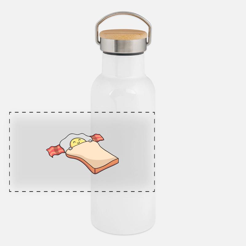 Breakfast - Frühstück - Bacon - Toast - Ei Panorama Thermosflasche mit Bambusdeckel