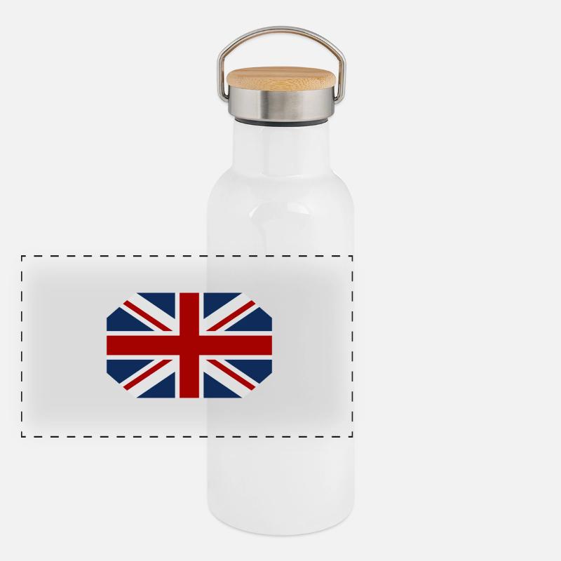 Großbritannien Flagge Panorama Thermosflasche mit Bambusdeckel