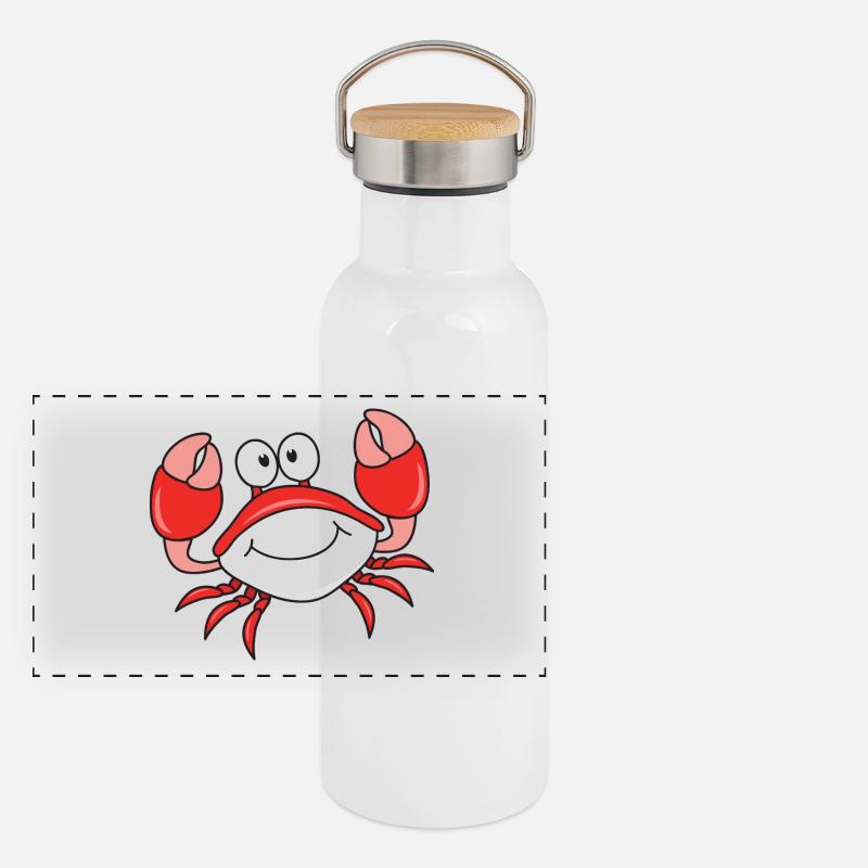 Krabbe Krebs Krebstiere Panorama Thermosflasche mit Bambusdeckel