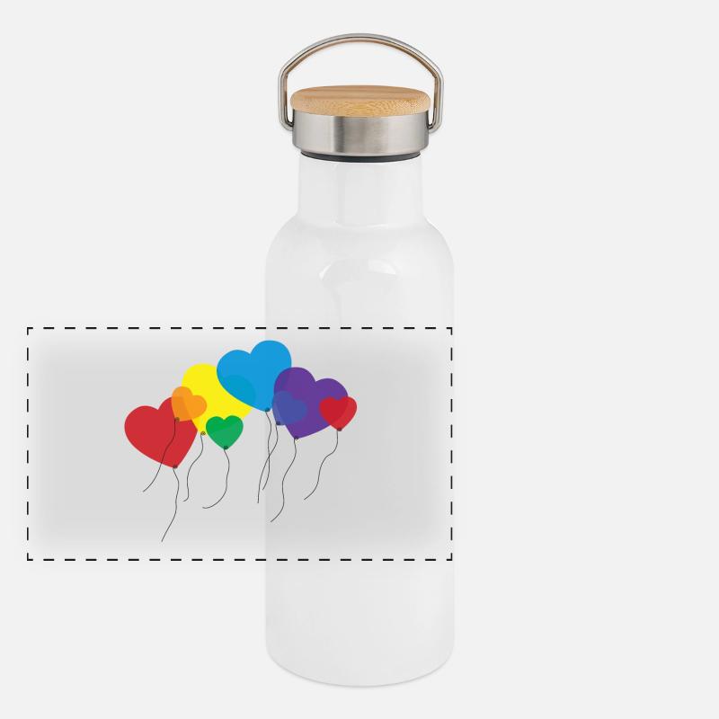 balloon hearts rainbow Panorama Thermosflasche mit Bambusdeckel