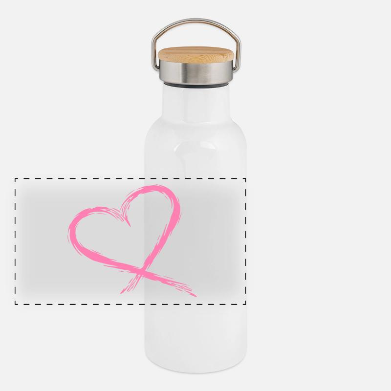 Coeur Rose Gourde isotherme avec bouchon en bambou