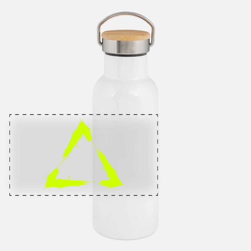 Icon Triangle Brush Design New Yellow Panoramic Thermal Bottle with Bamboo Lid