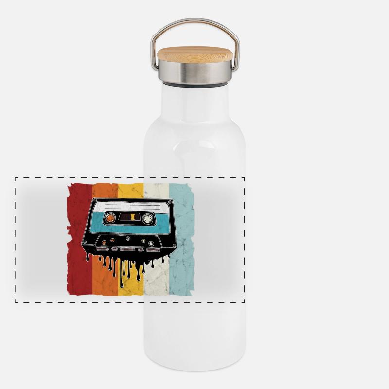 Fusion de cassettes rétro Gourde isotherme avec bouchon en bambou
