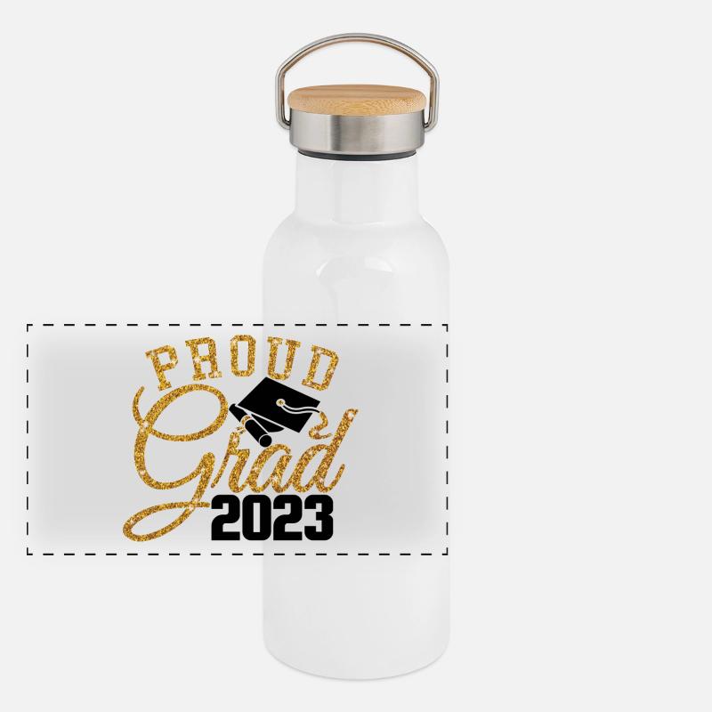 Proud Grad 2023 Graduated Student Graduation Party Panoramic Thermal Bottle with Bamboo Lid