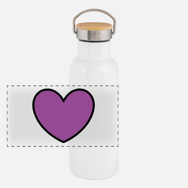 Coeur Violet Noir Saint Valentin Gourde isotherme avec bouchon en bambou