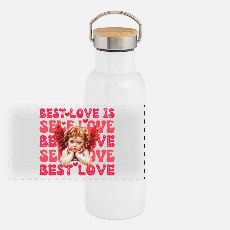 Valentines Day Cupid Self Love Panoramic Thermal Bottle with Bamboo Lid