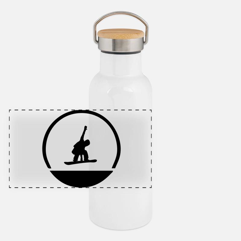 Snowboarder Emblem Panorama Thermosflasche mit Bambusdeckel