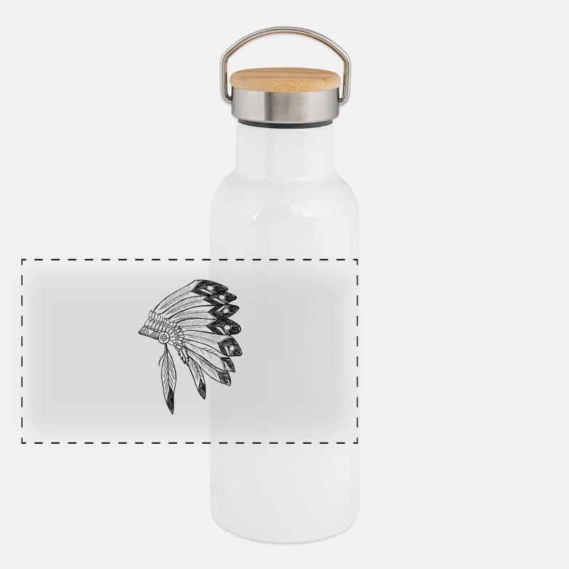 Coiffe Apache Guerrier Indien Gourde isotherme avec bouchon en bambou