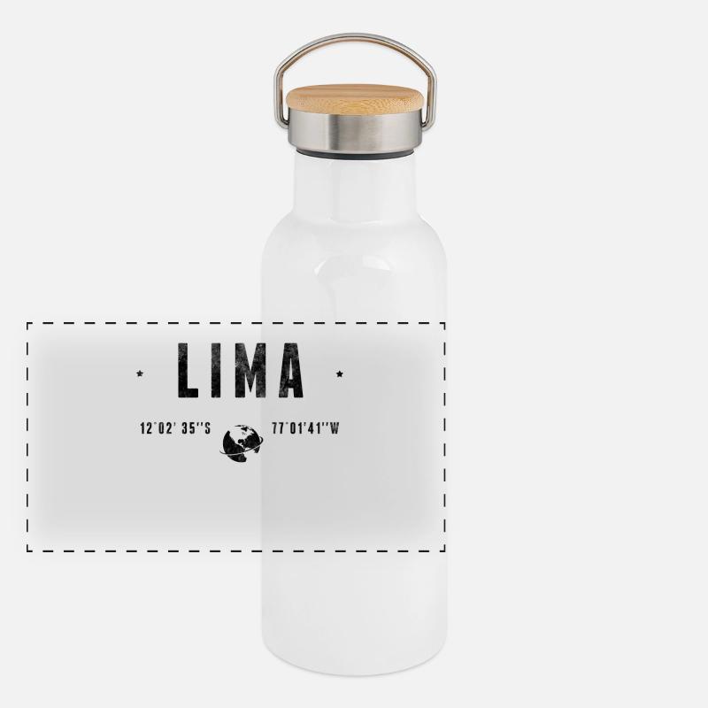 Lima Pérou Coordonnées GPS Gourde isotherme avec bouchon en bambou