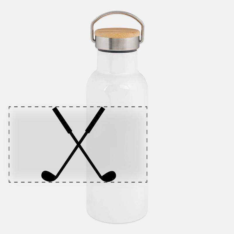 Golfschläger in schwarz Panorama Thermosflasche mit Bambusdeckel