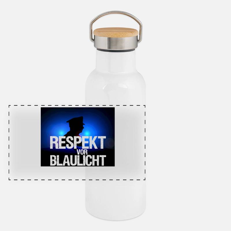 Blaulicht Respekt - Polizei, Polizist, Geschenk Panorama Thermosflasche mit Bambusdeckel