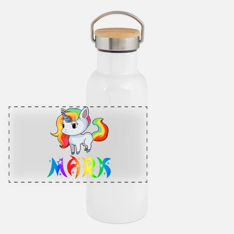 Einhorn Mark Panorama Thermosflasche mit Bambusdeckel