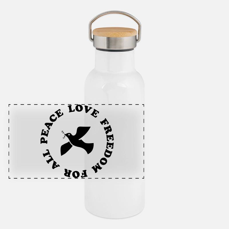 liberté d'amour de paix Gourde isotherme avec bouchon en bambou
