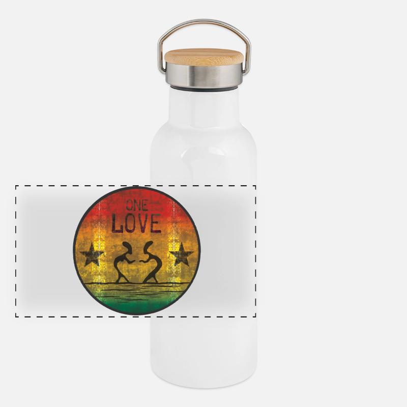 one love reggae Gourde isotherme avec bouchon en bambou