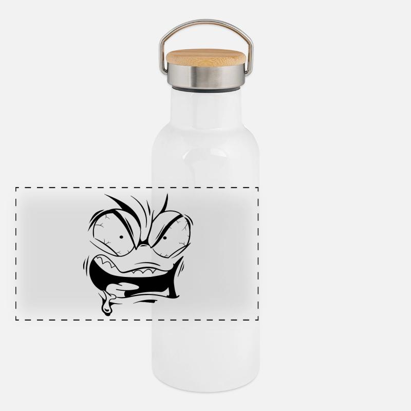 Visage en colère Gourde isotherme avec bouchon en bambou