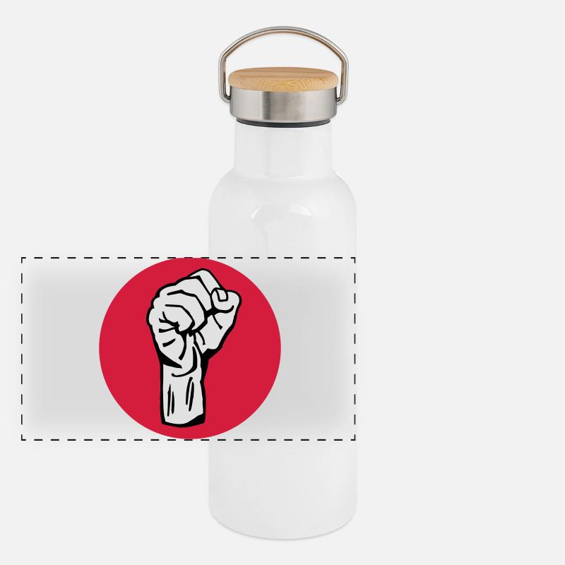 Faust - Protest - Demokratie Panorama Thermosflasche mit Bambusdeckel