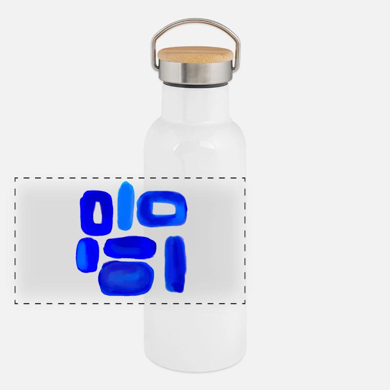 Blue Sky Abstraktes Design Panorama Thermosflasche mit Bambusdeckel