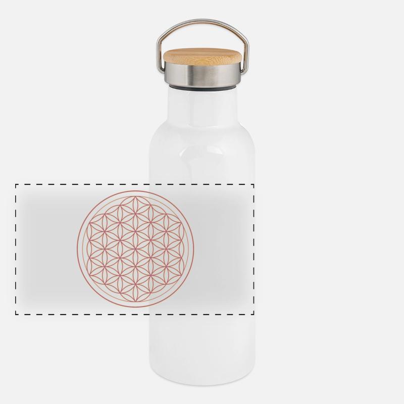Fleur de vie Gourde isotherme avec bouchon en bambou