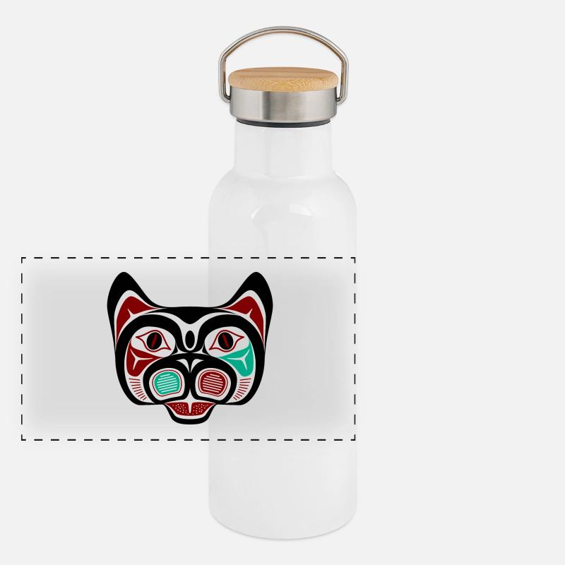 Northwest Pacific coast Haida Kitty Panorama Thermosflasche mit Bambusdeckel