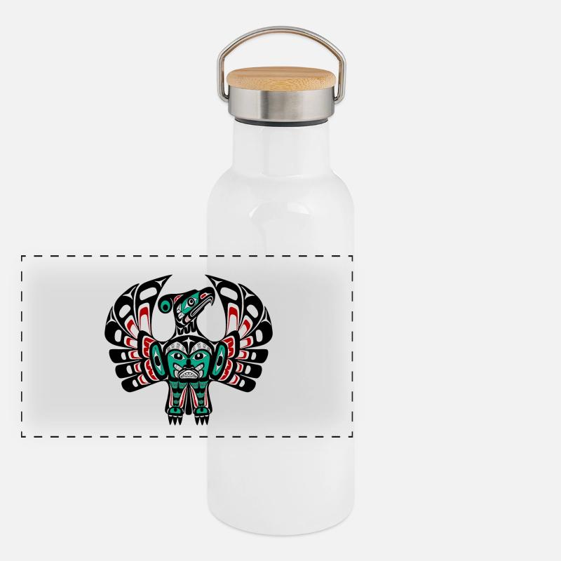 Northwest Pacific coast Haida art Thunderbird Panorama Thermosflasche mit Bambusdeckel