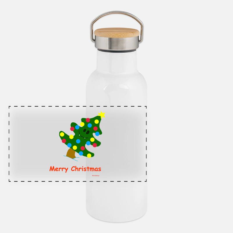 Weihnachtsbaum / Christmas Tree Panorama Thermosflasche mit Bambusdeckel