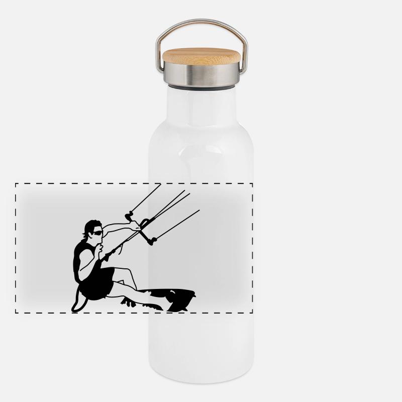 Kitesurfing Panorama Thermosflasche mit Bambusdeckel