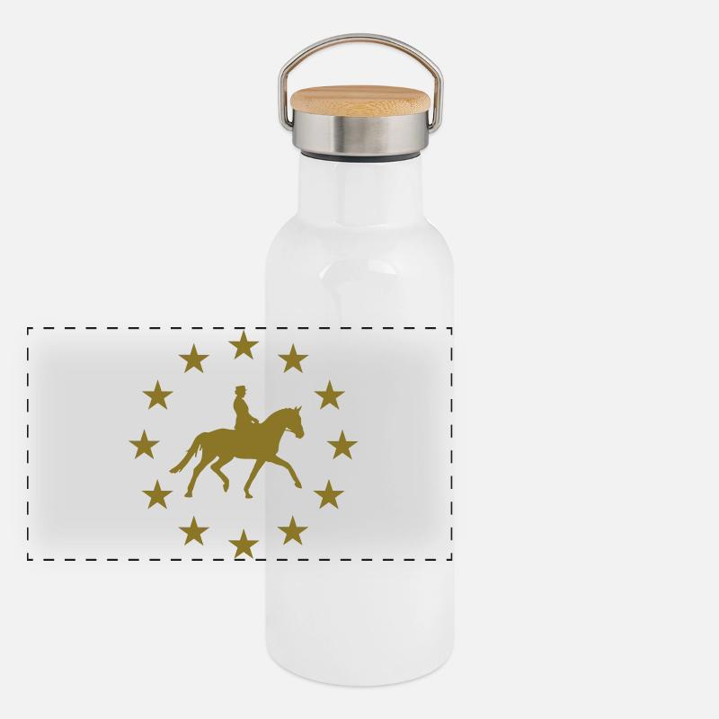 Reiter & Sternen - Panorama Thermosflasche mit Bambusdeckel - Weiß