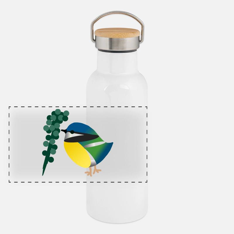 vogel Panorama Thermosflasche mit Bambusdeckel