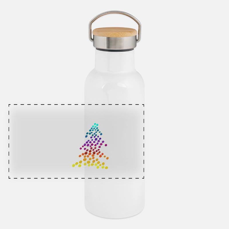 Rainbow Neon Christmas Tree – Dots & Lights Panoramic Thermal Bottle with Bamboo Lid