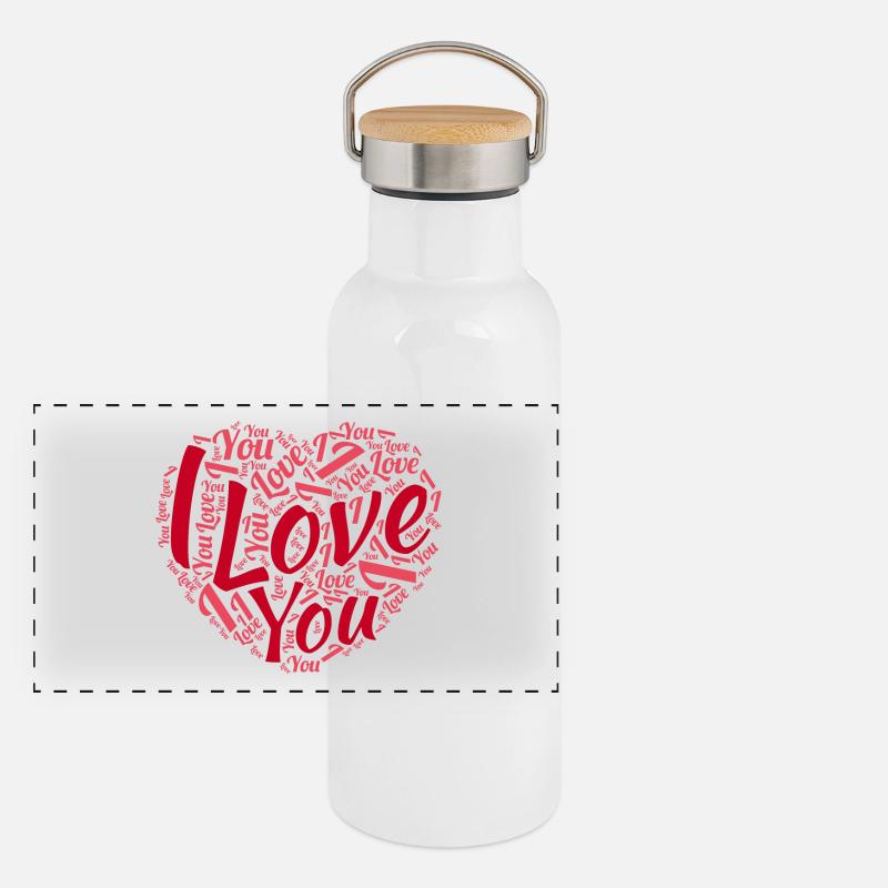 Valentinstag Panorama Thermosflasche mit Bambusdeckel