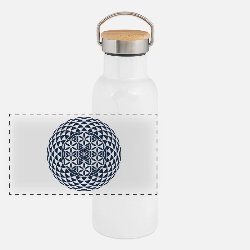 Torus, Heilige Geometrie Panorama Thermosflasche mit Bambusdeckel
