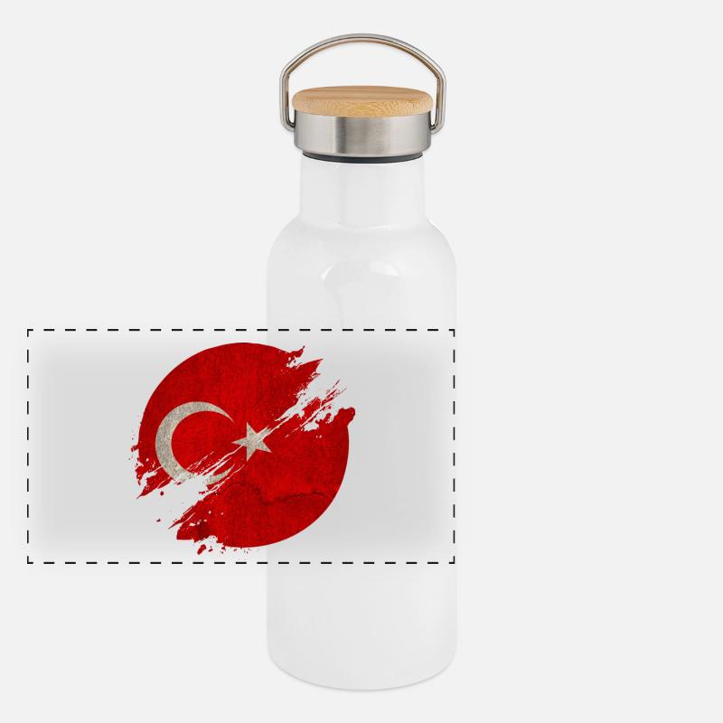 Cercle de Turquie / Drapeau Cadeau Drapeau National Gourde isotherme avec bouchon en bambou