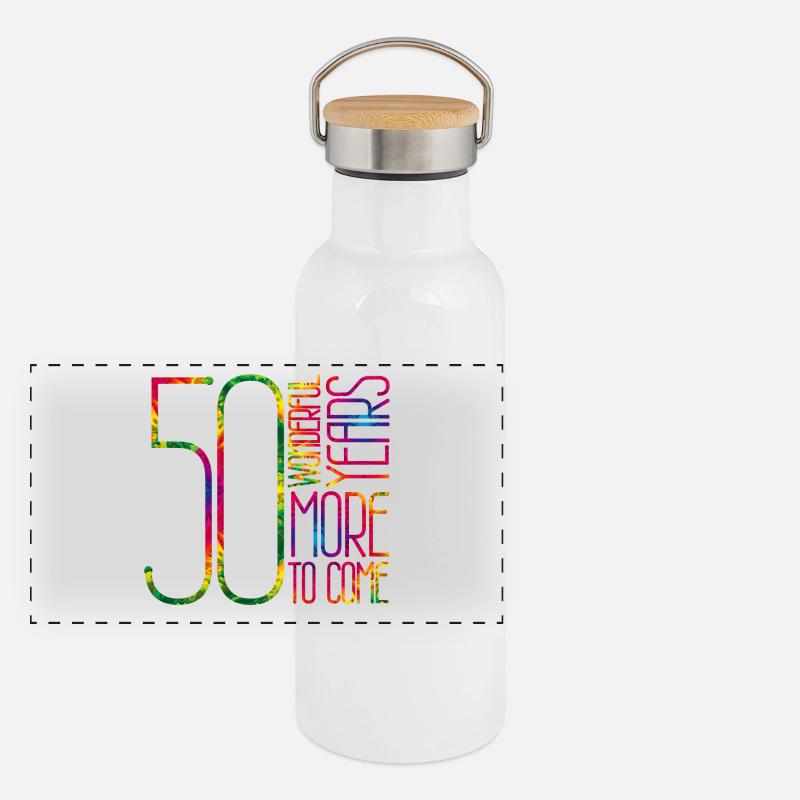 50 années merveilleuses, plus à venir Gourde isotherme avec bouchon en bambou