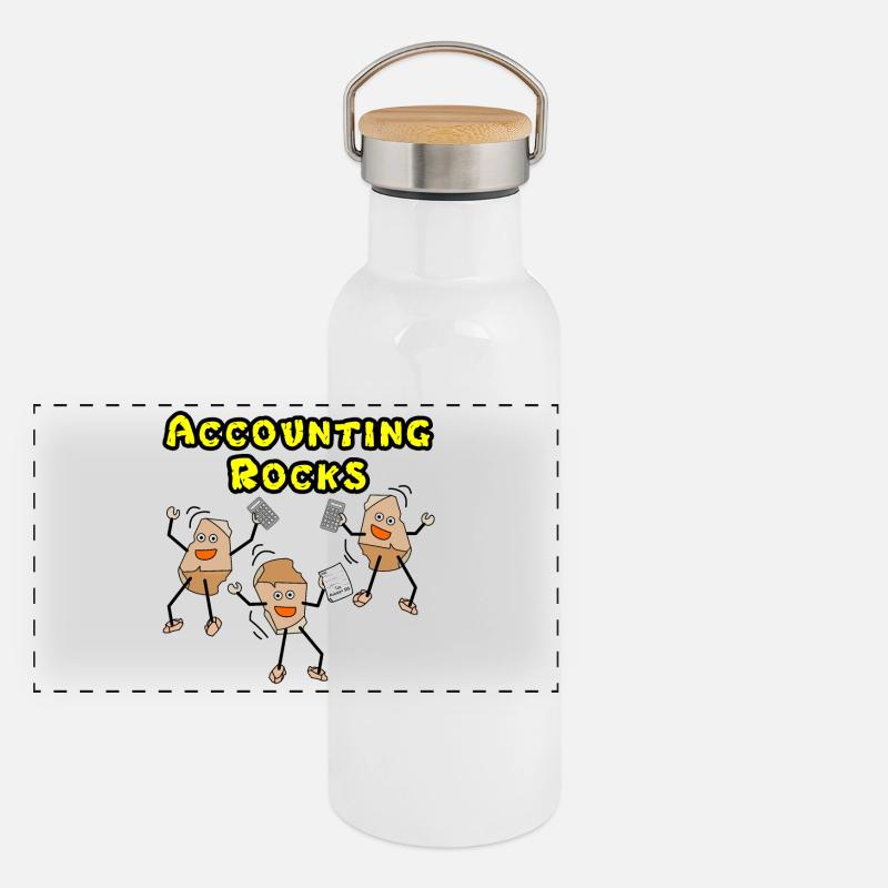 Accounting Rocks - Panoramic Thermal Bottle with Bamboo Lid - white