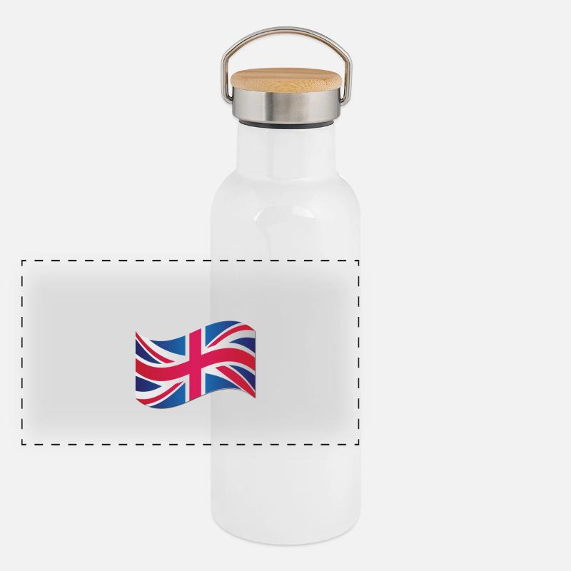 Illustration du drapeau de l’Union Jack Gourde isotherme avec bouchon en bambou