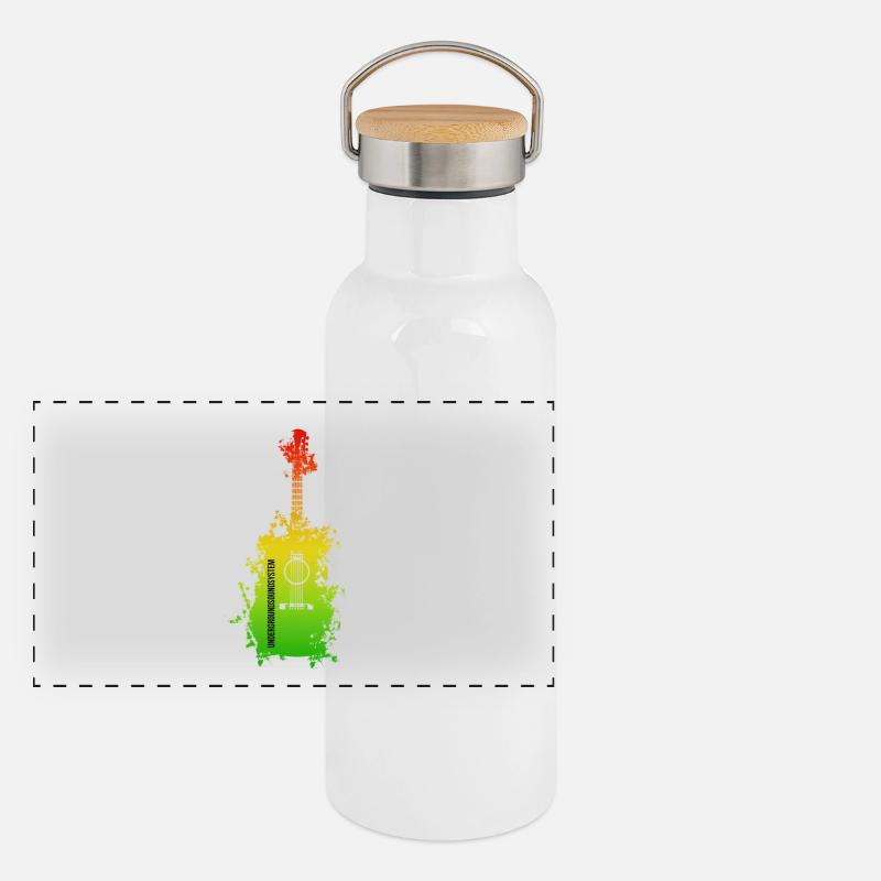 Regenbogen Splatter Gitarre Panorama Thermosflasche mit Bambusdeckel