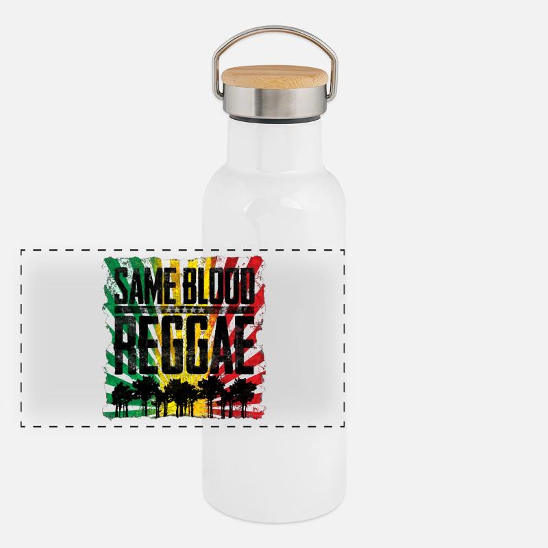 Same Blood, Different Roots Design - Panorama Thermosflasche mit Bambusdeckel - Weiß
